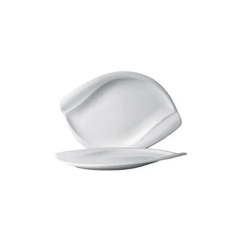 Assiette Plate Porcelaine Leaf 28 x 19 cm (x6) In Situ
