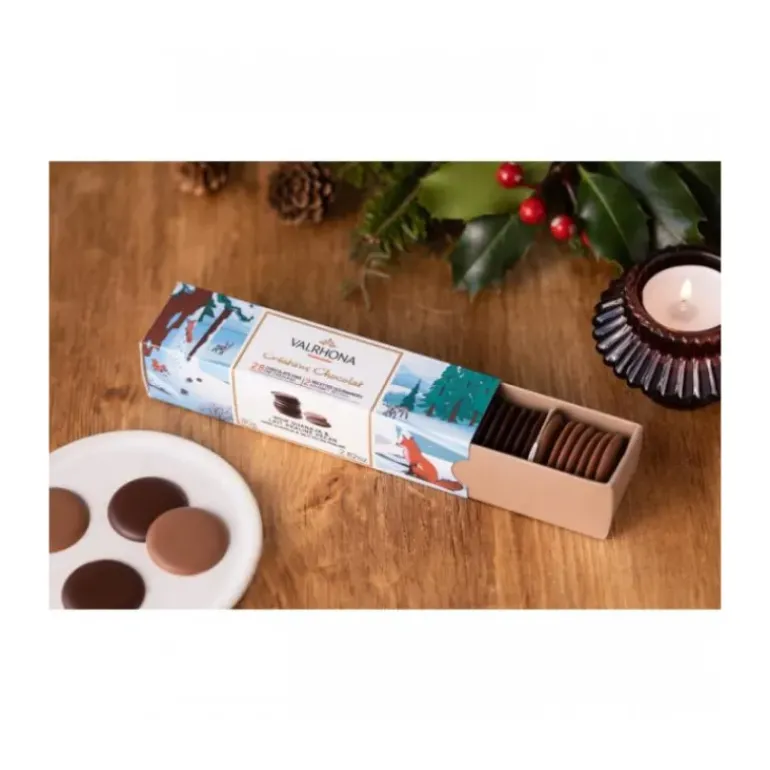Assortiment Palets Chocolat Noir Guanaja et Lait Praliné Pécan 80 g Valrhona