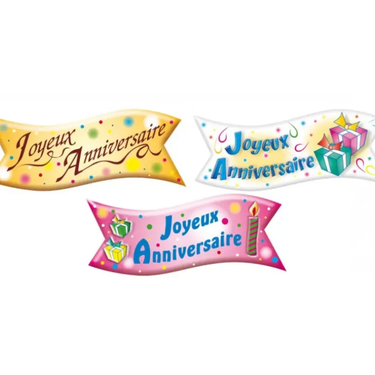 Banderole Azyme Joyeux Anniversaire 3 modèles (x24) Mallard Ferrière