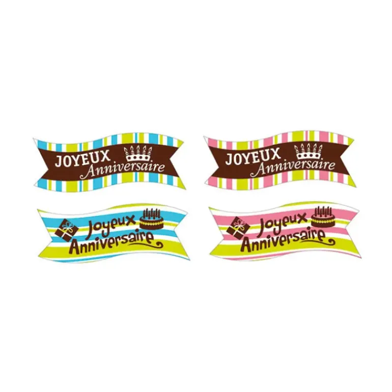 Bandes Azyme Joyeux Anniversaire 4 modèles assortis (x24) Matfer