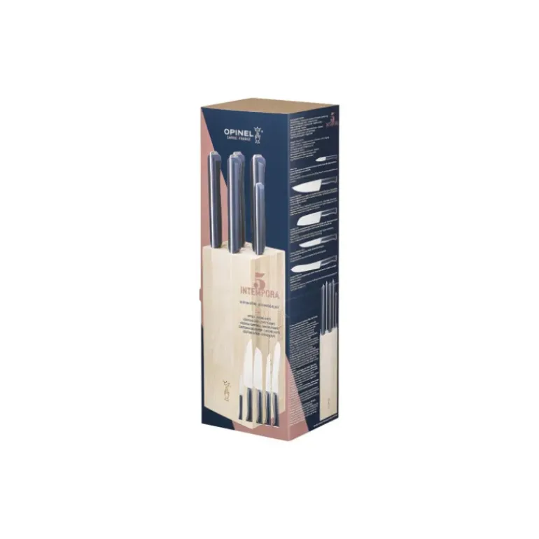 Bloc à Couteaux + 5 Couteaux Intempora Pain Opinel