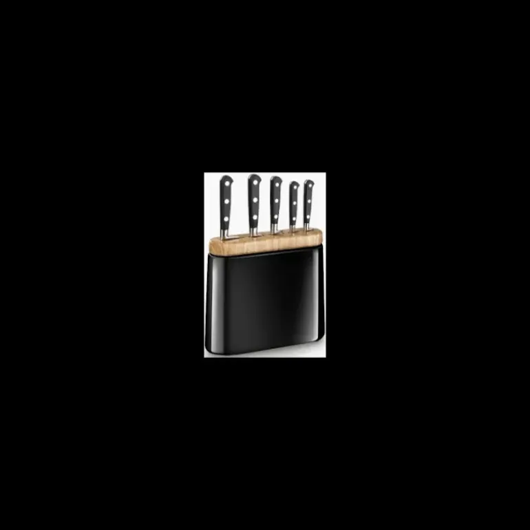 Bloc Couteau Noir Manille avec 5 Couteaux de Cuisine Ysis Sabatier