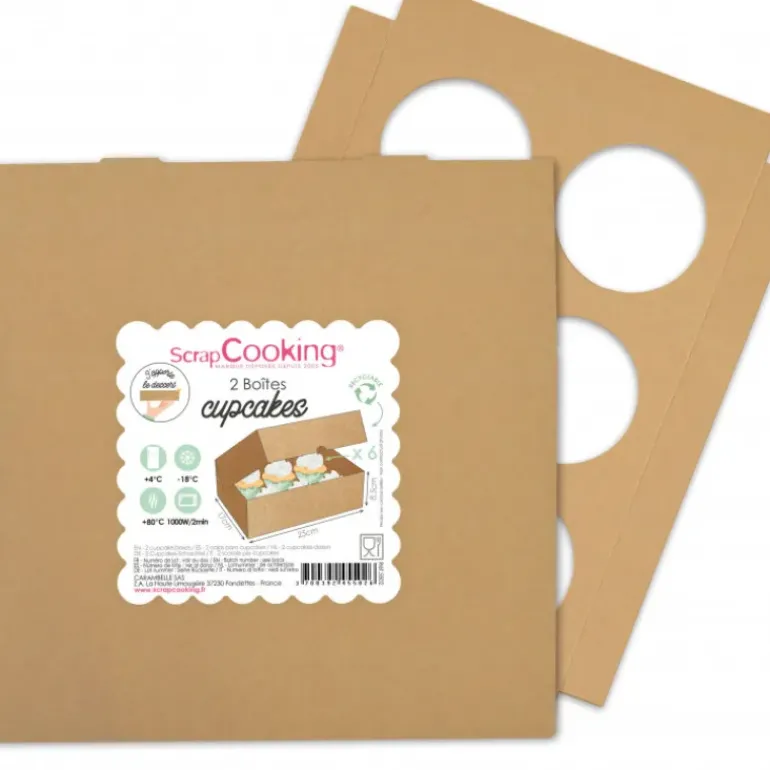 Boîte Cupcake en Carton 17 x 25 x 8,5 cm (x2) Scrapcooking