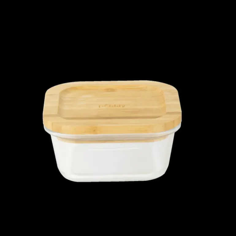 Boîte de Conservation en Verre et Bambou Carré 520 ml Pebbly