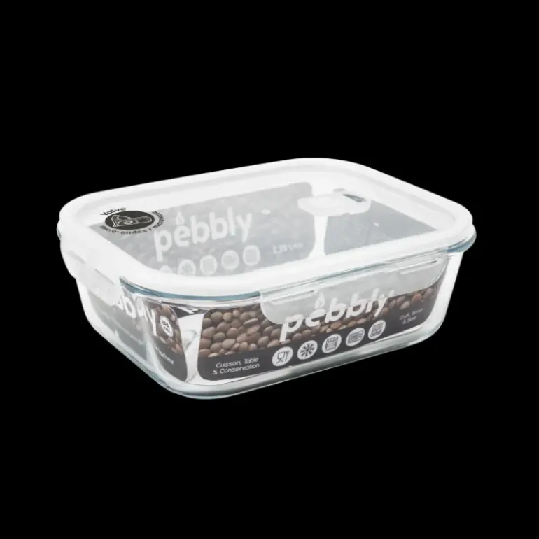 Boîte de Conservation en Verre Rectangle 2,25 L Pebbly