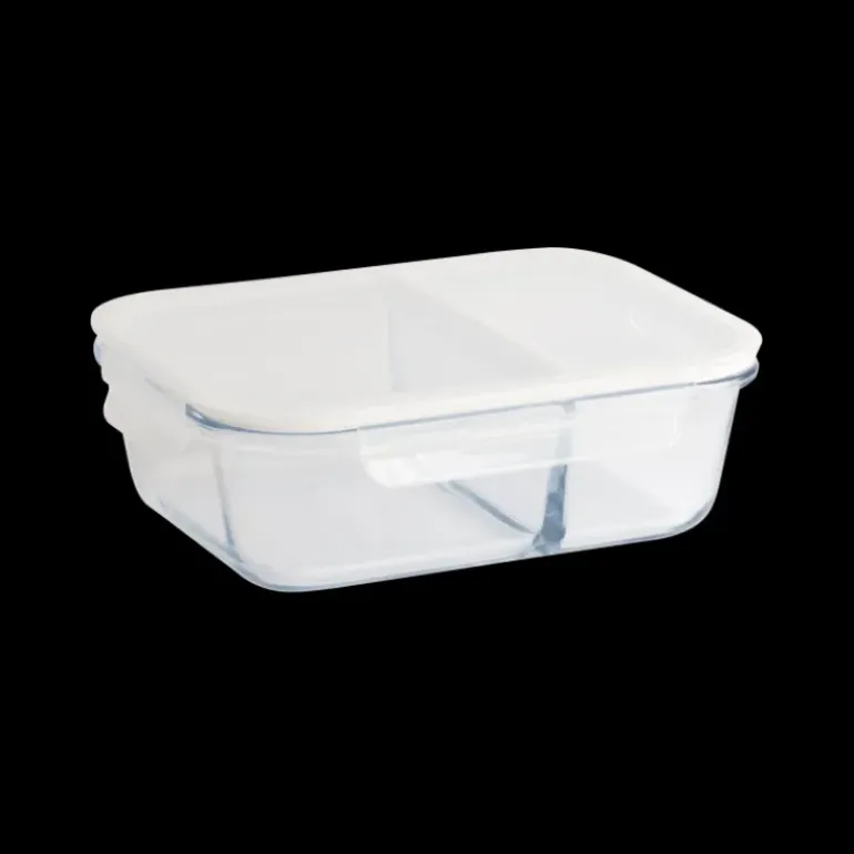 Boîte de Conservation en Verre avec Compartiments Rectangle 1450 ml Pebbly