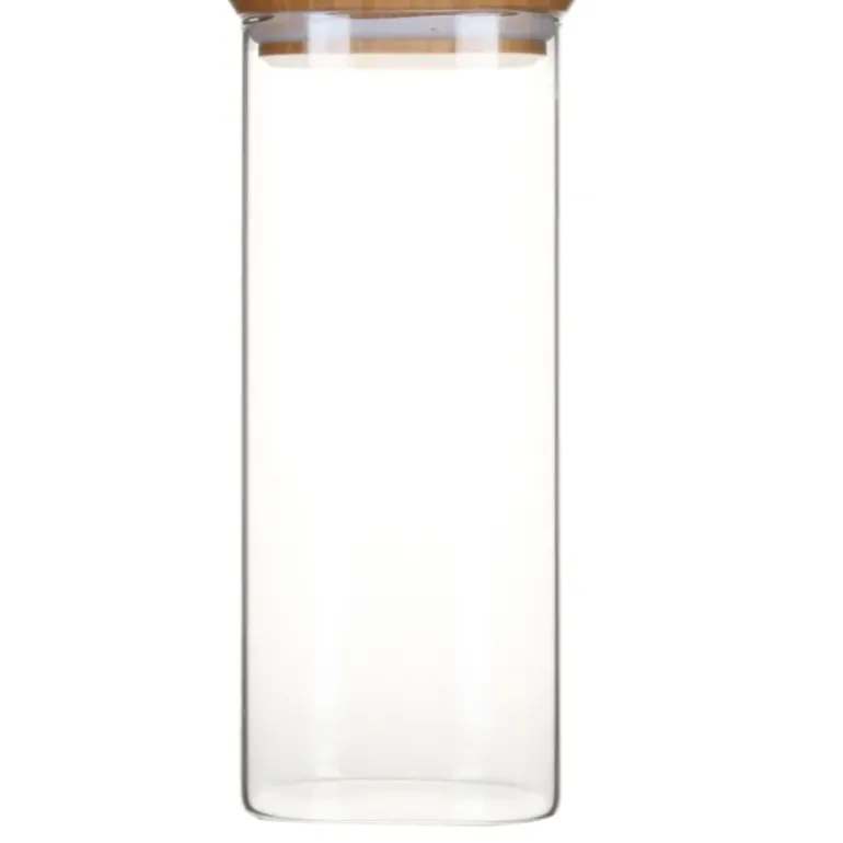 Boîte de Conservation en Verre et Bambou Carré 2,2 L Pebbly