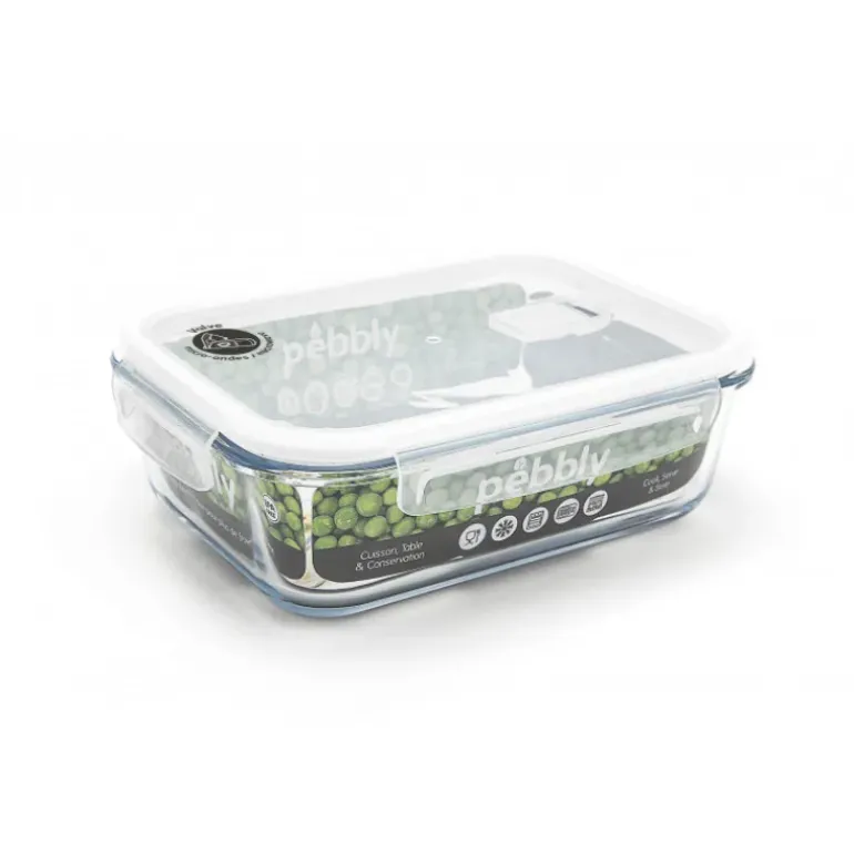 Boîte de Conservation en Verre Rectangle 1,5 L Pebbly