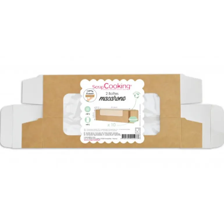 Boîte Macaron en Carton 21,5 x 6,8 x 4,8 cm (x2) Scrapcooking