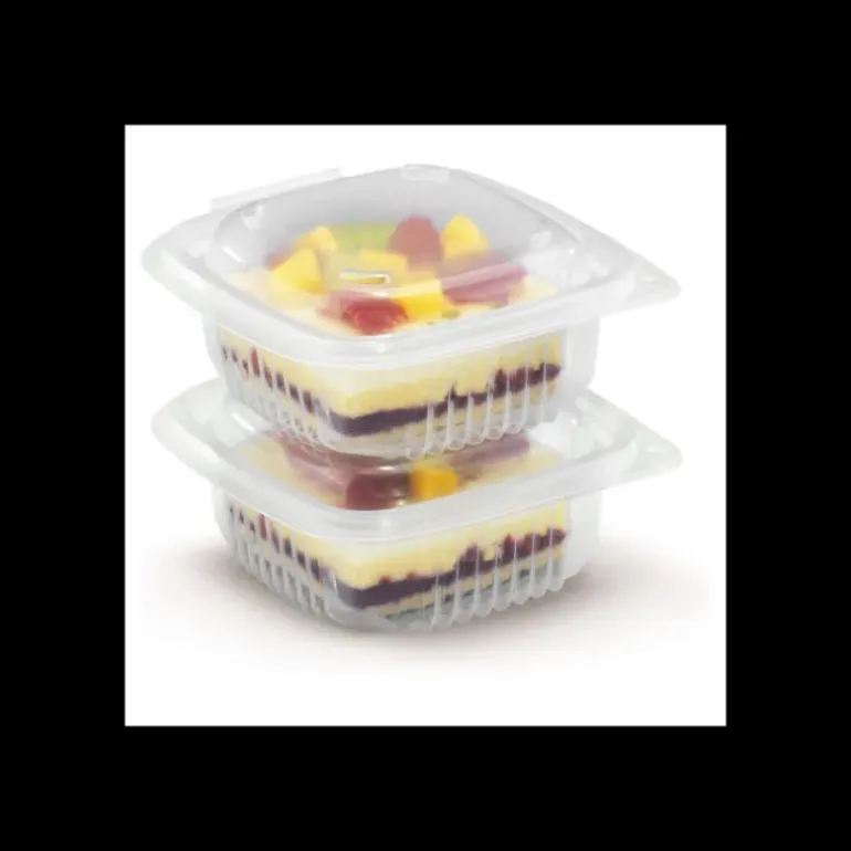 Boîte Plastique avec Couvercle 375 ml 12,3 x 11,4 cm x H 6,6 cm (x50) Ondipack