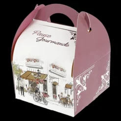 Boîte pâtissière avec poignées Pause Gourmande 17 x 15 cm x H 5,5 cm (x50)