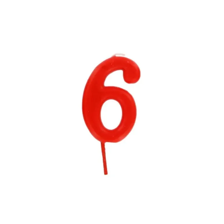 Bougie Chiffre 6 Rouge Gatodéco