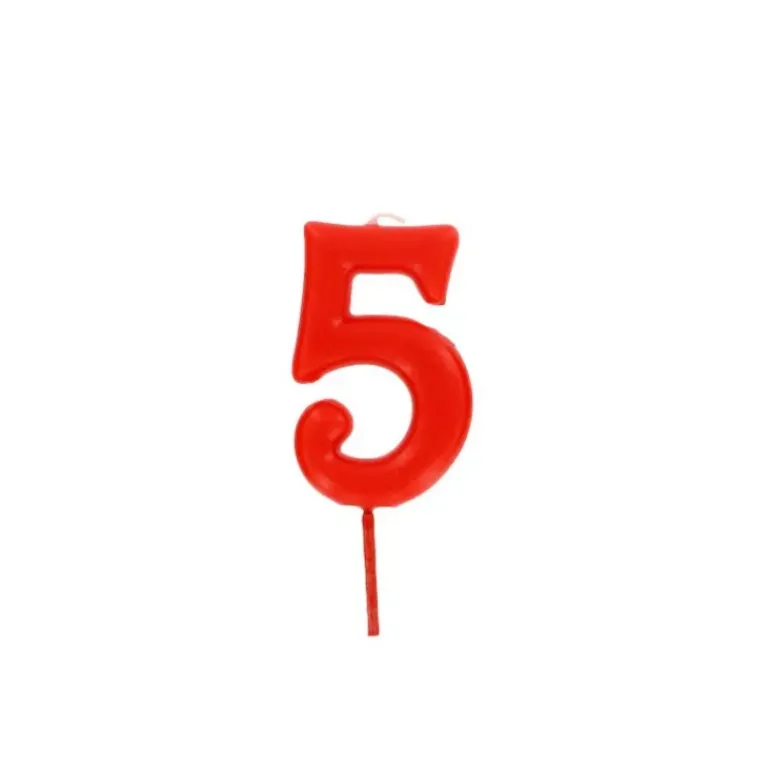 Bougie Chiffre 5 Rouge Gatodéco