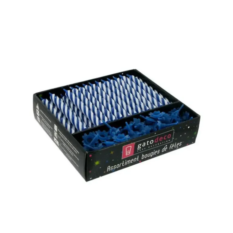 Bougies Bleues avec Supports (x70) Gatodéco