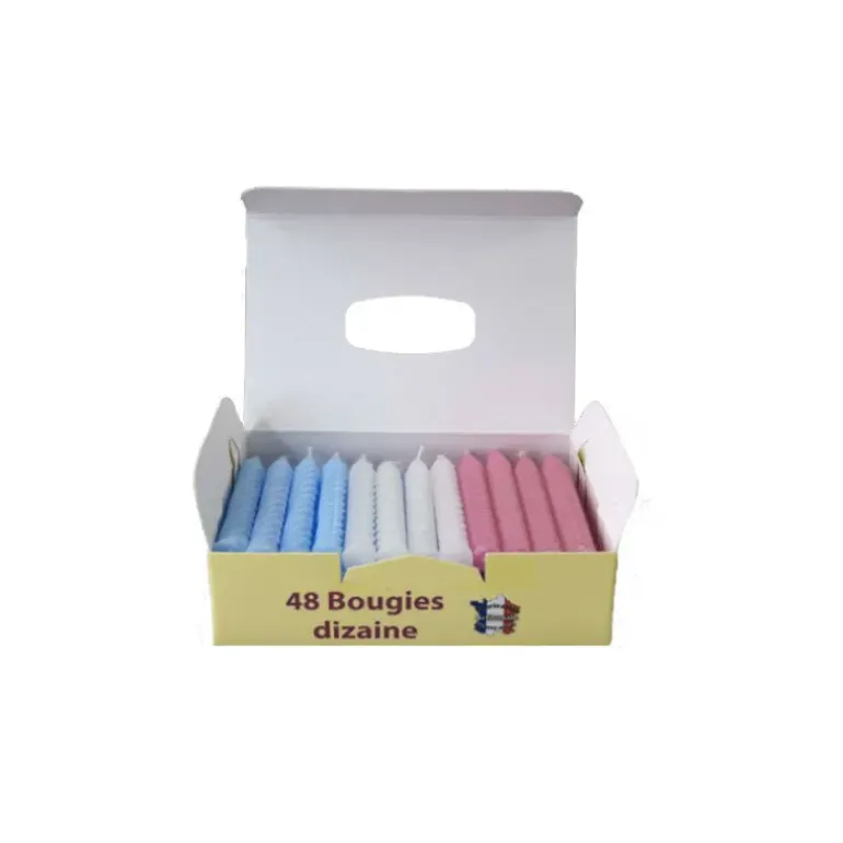Bougies d'anniversaire torsadées assorties (x48)