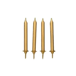 Bougies Dorées (x12) avec bobèches Gatodéco