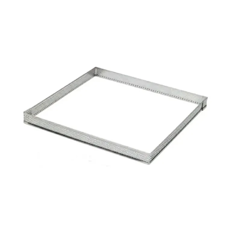 Cadre à Tarte Carré Inox Perforé 8.5 cm H.2 cm