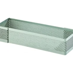 Cadre à Tarte Rectangle Inox Perforé 28x10 cm H.2 cm