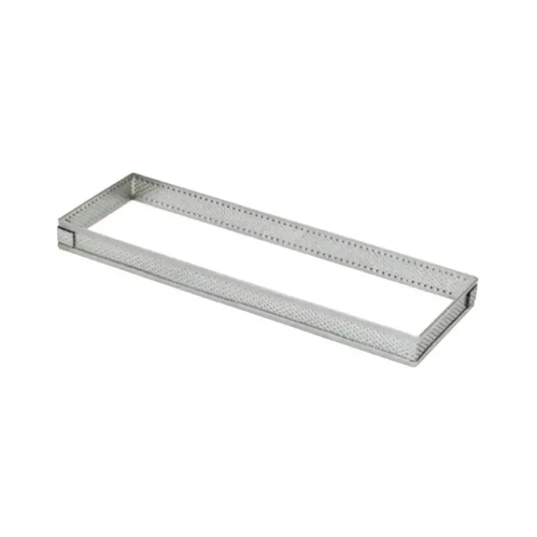 Cadre à Tarte Rectangle Inox Perforé 28x10 cm H.2 cm
