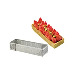 Cadre à Tarte Rectangle Inox Perforé 30x11 cm H.2 cm