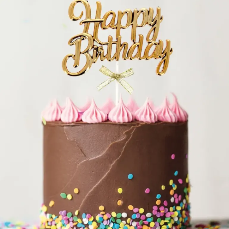 Cake Topper Happy Birthday Doré Patisdécor