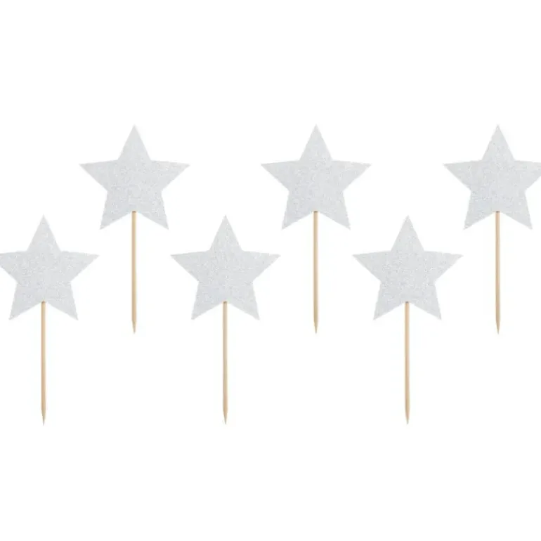 Cake Toppers Étoiles Argent (x6) PartyDeco
