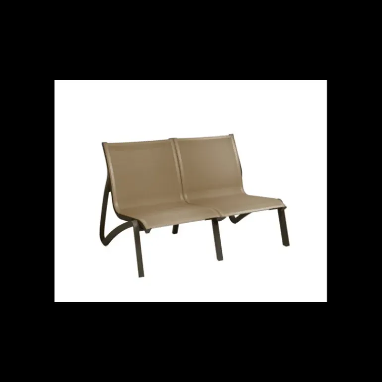 Canapé Conversationnel Bronze Toile Cognac Sunset Grosfillex