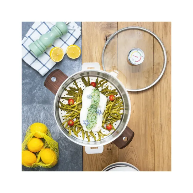 Casserole et Cuit Vapeur Inox Ø 24 cm Anses Noyer Biome Cristel
