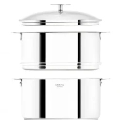 Casserole et Cuit Vapeur Inox Ø 24 cm Anses Mutine Noir Biome Cristel