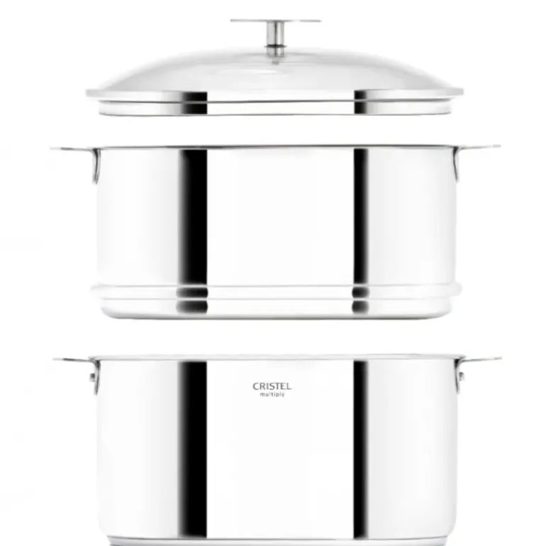 Casserole et Cuit Vapeur Inox Ø 20 cm Anses Hêtre Biome Cristel