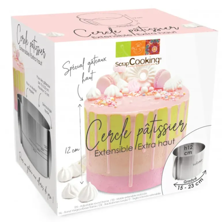 Cercle à Pâtisserie Extensible Inox H 12 cm Scrapcooking