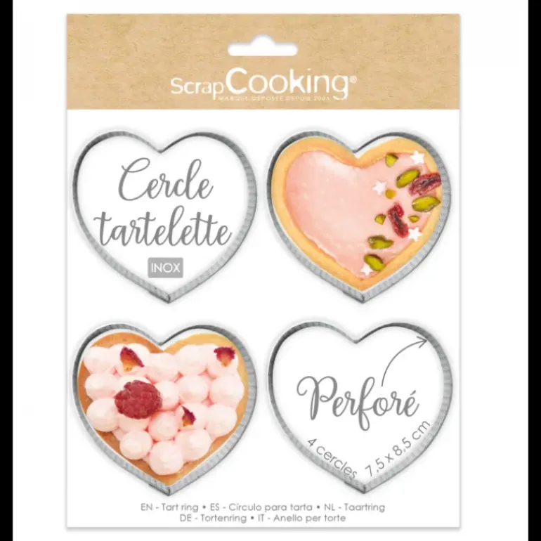 Cercles à Tarte Individuels Perforés Cœur 7,5 x 8 cm (x4) Scrapcooking