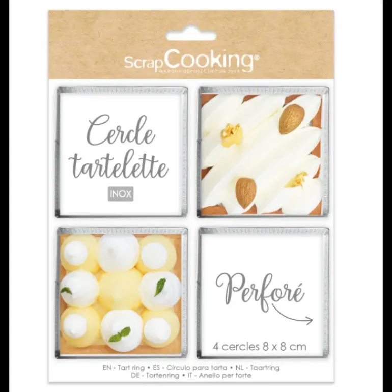 Cercles à Tarte Individuels Perforés Carrés 8 cm (x4) Scrapcooking