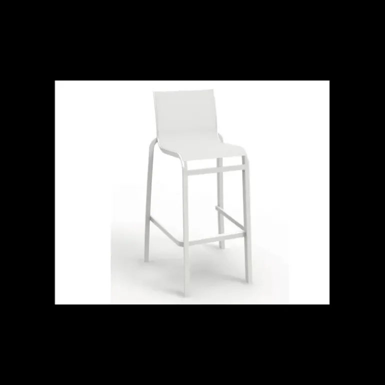 Chaise Haute Blanc Glacier et Toile Blanche Sunset Grosfillex