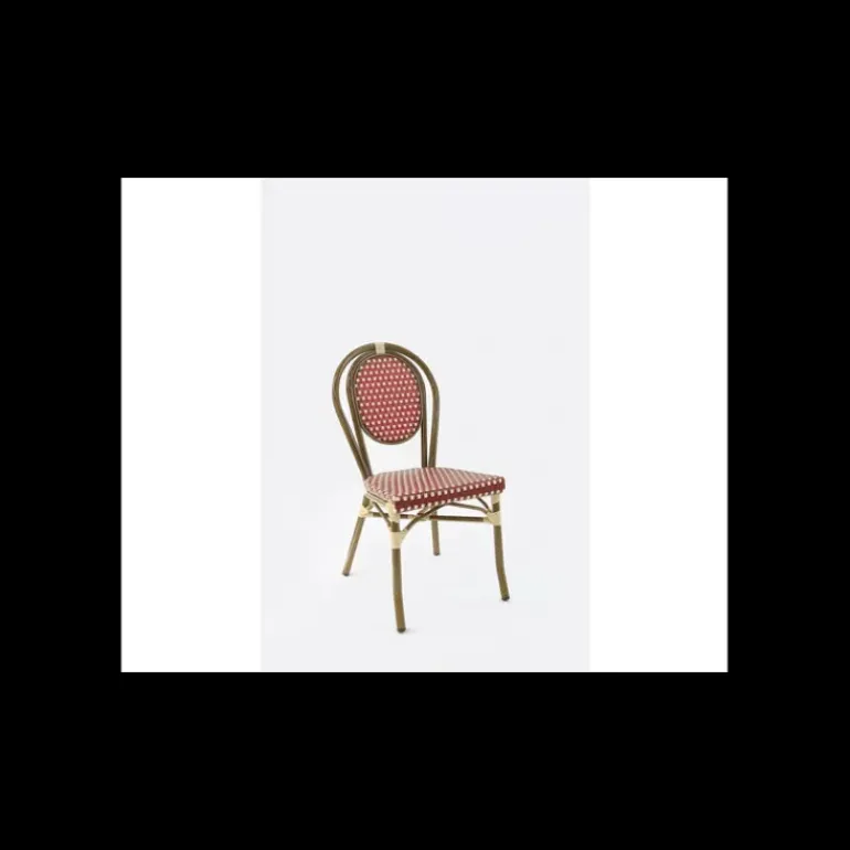 Chaise Tressée Bamboo Rouge et Crème Lyrose