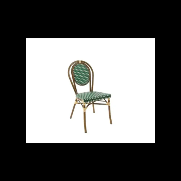 Chaise Tressée Bamboo Vert et Crème Lyrose
