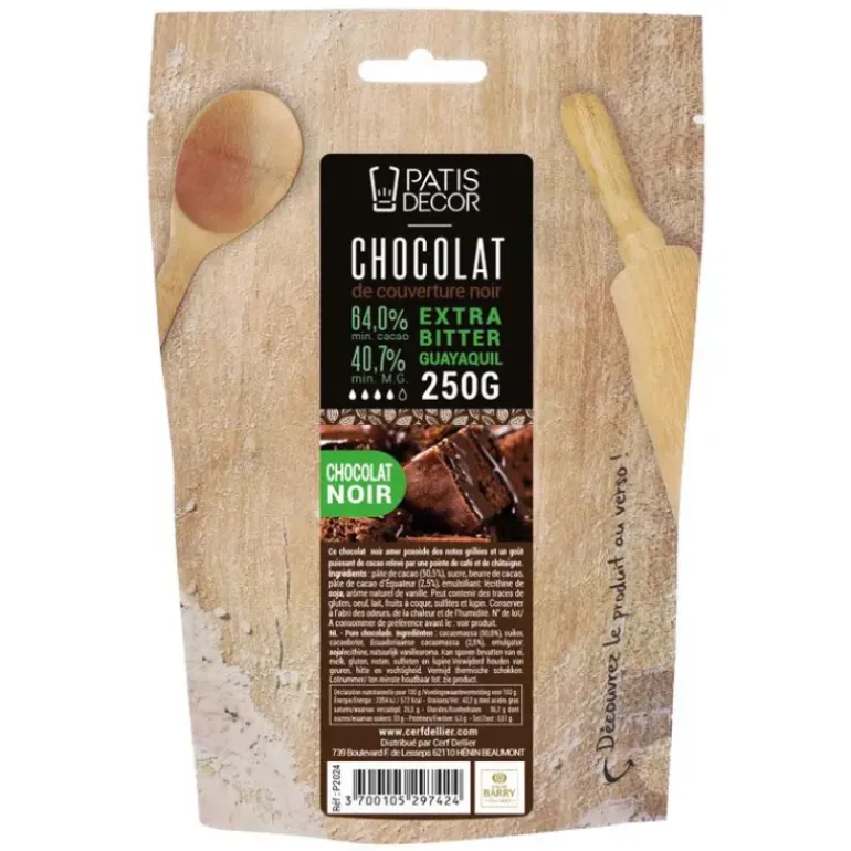 Chocolat de Couverture Noir Extra Bitter Guayaquil 64% 250 g Patisdécor
