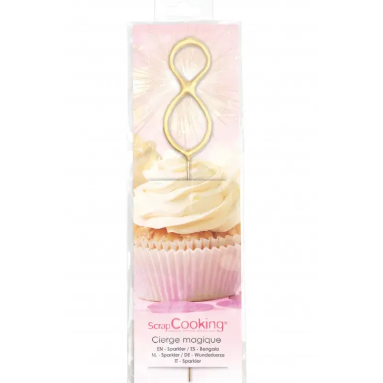 Cierge Magique Or 17,5 cm Chiffre 8 Scrapcooking