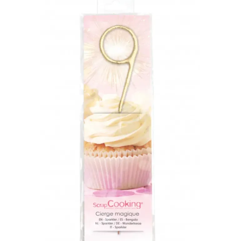 Cierge Magique Or 17,5 cm Chiffre 9 Scrapcooking