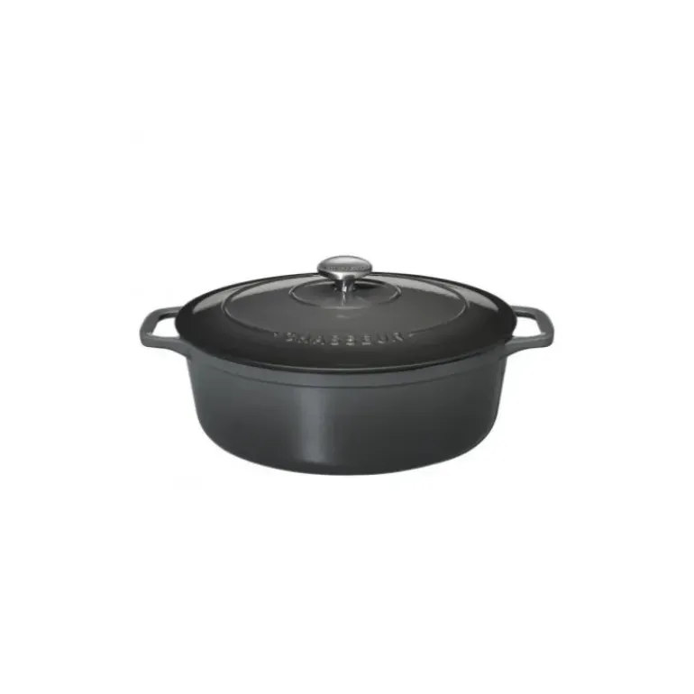 Cocotte en Fonte Ovale 33 cm Caviar Chasseur