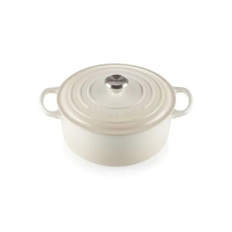 Cocotte en fonte Ronde 22 cm Meringue Signature Le Creuset