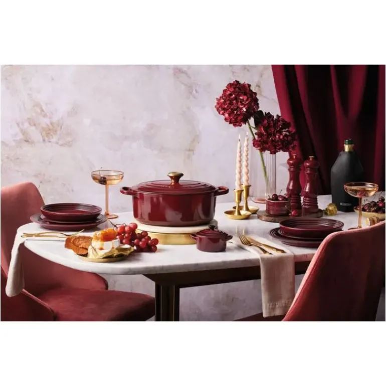 Cocotte en Fonte Ronde 20 cm Garnet Bouton Doré Le Creuset Signature