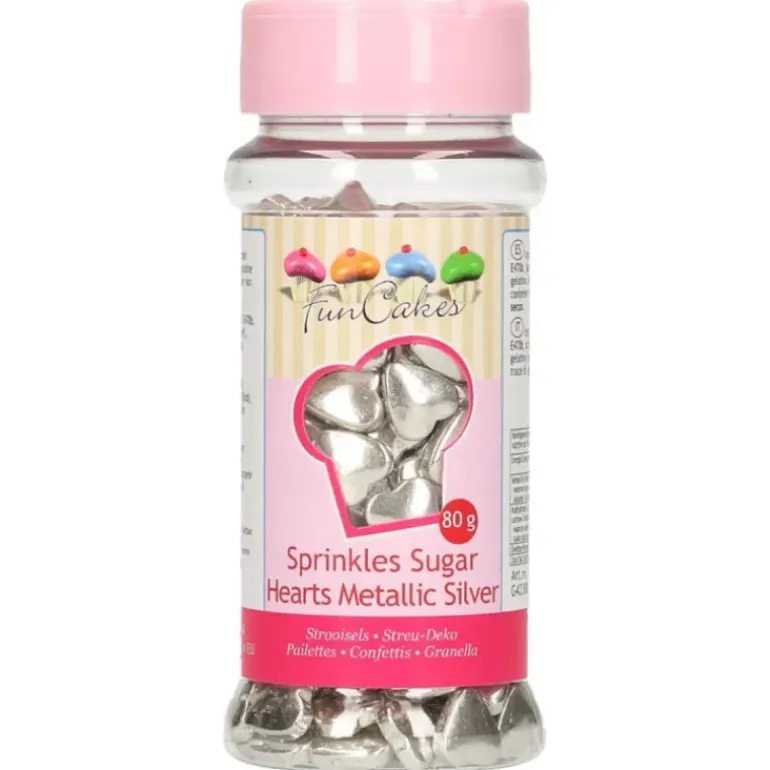 Coeurs en sucre Argenté 80g Funcakes