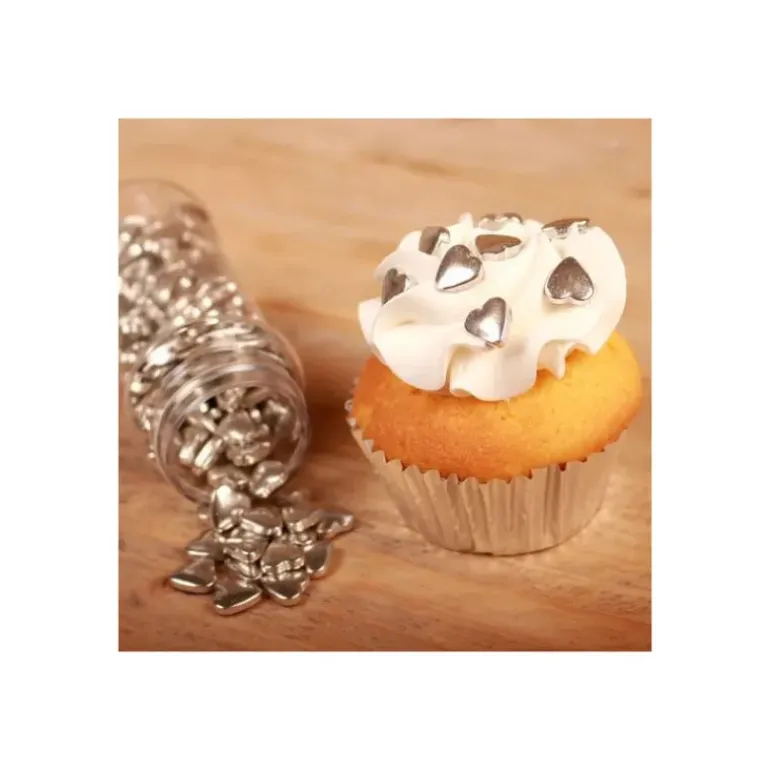 Coeurs en sucre Argenté 80g Funcakes