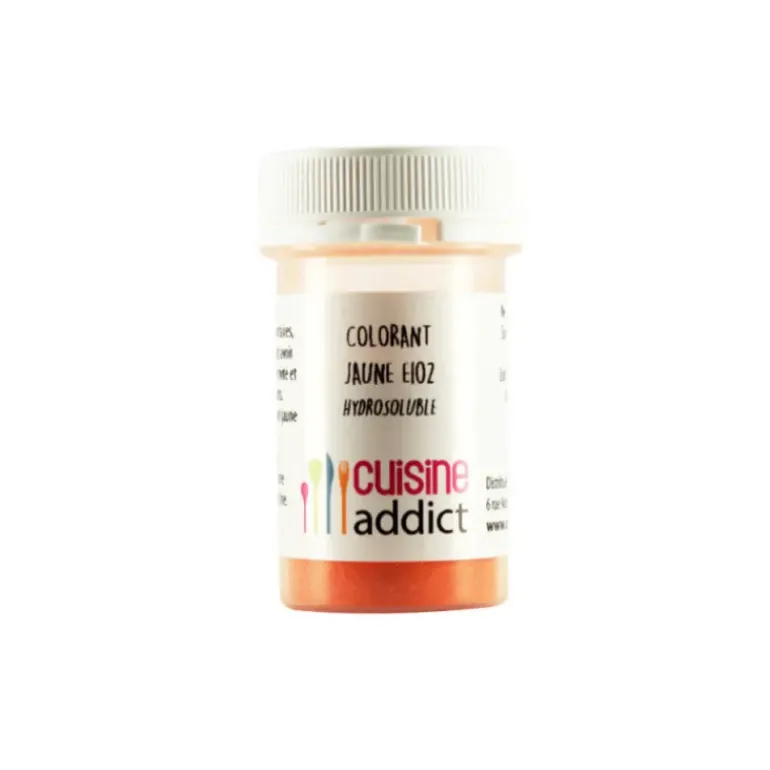 Colorant alimentaire Jaune E102 10g Poudre Hydrosoluble Cuisineaddict