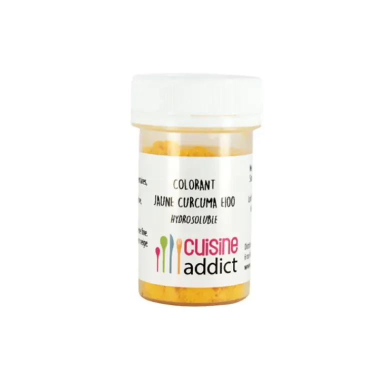 Colorant alimentaire Jaune Curcuma E100 5g Poudre Hydrosoluble Cuisineaddict