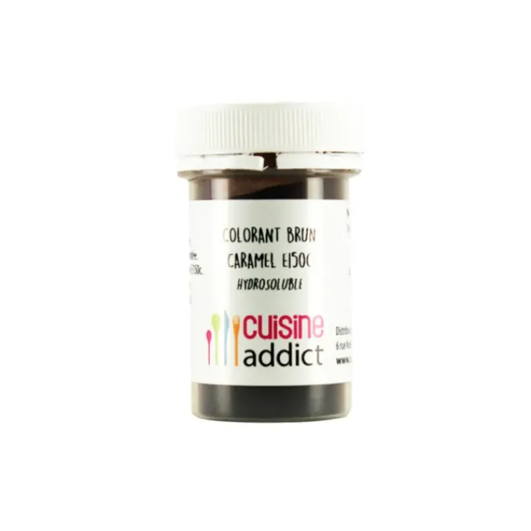Colorant alimentaire Marron Brun Caramel E150C 10g Poudre Hydrosoluble Cuisineaddict