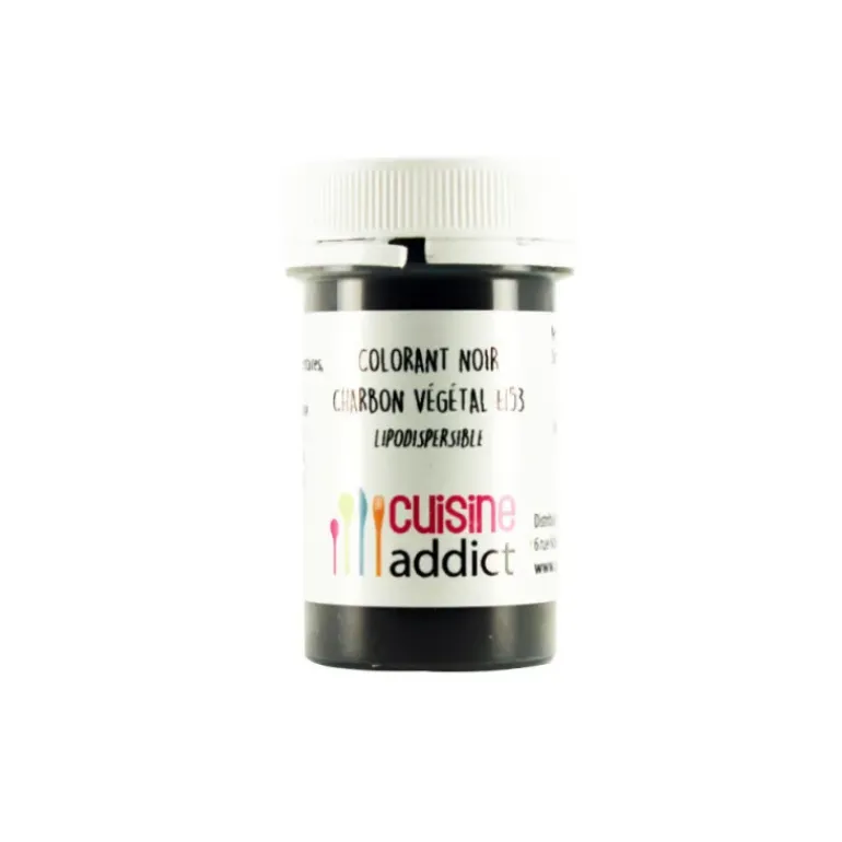 Colorant alimentaire Noir Charbon Végétal E153 8g Poudre Lipodispersible Cuisineaddict