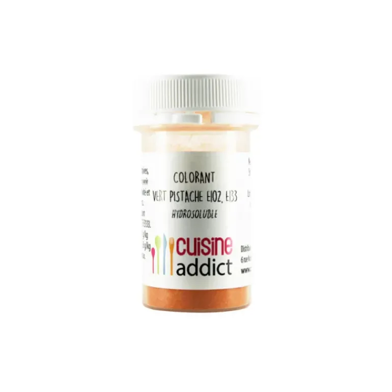 Colorant alimentaire Vert Pistache E102/E133 Poudre Hydrosoluble 10 g Cuisineaddict
