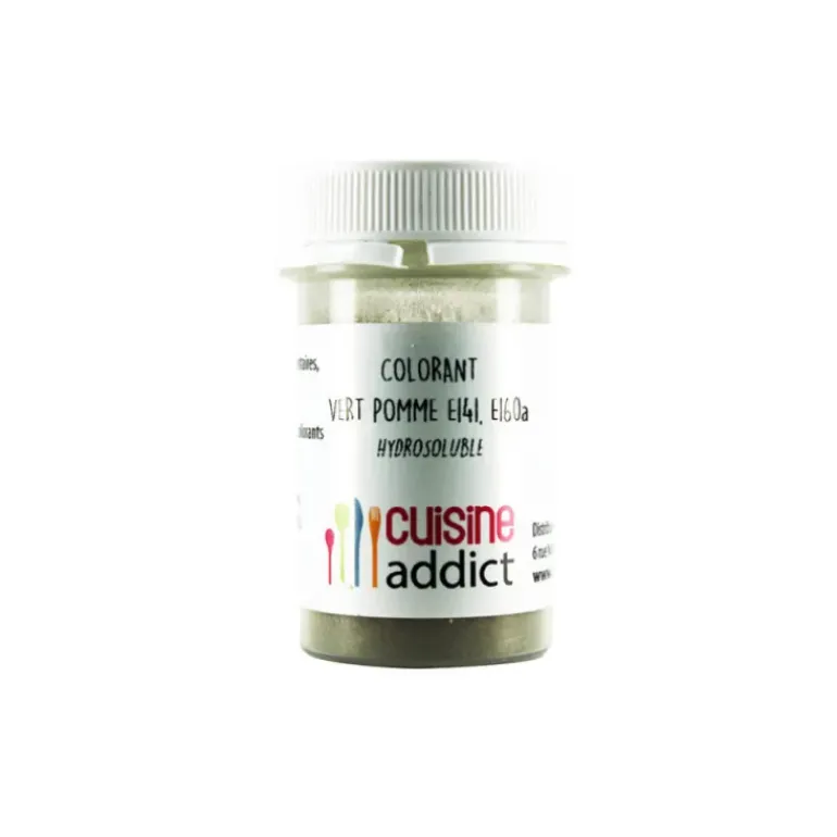 Colorant alimentaire Vert Pomme E141/E160A Poudre Hydrosoluble 10 g Cuisineaddict